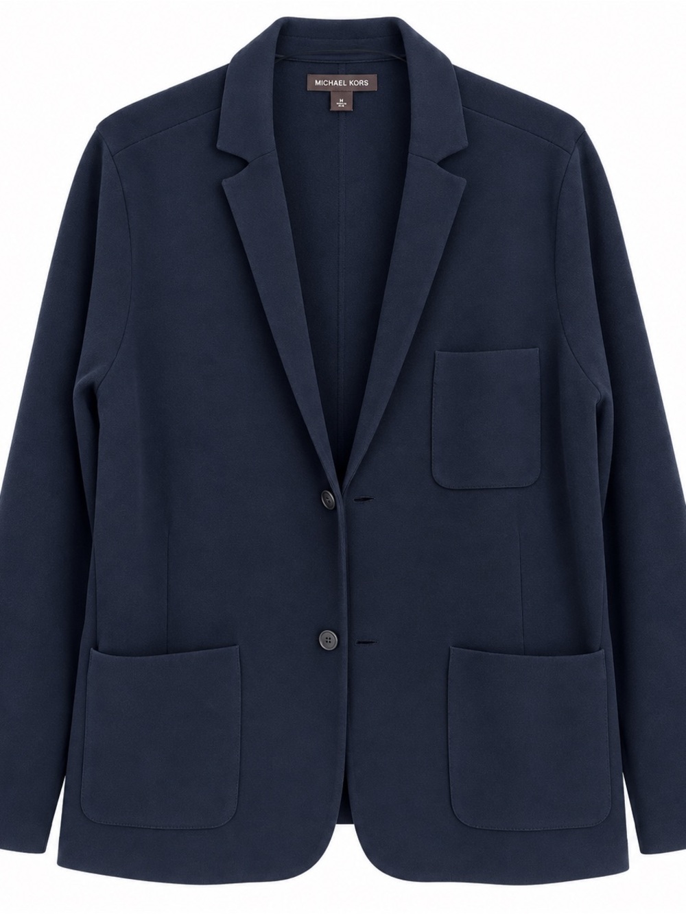 Michael Kors Navy Knit Blazer with Patch Pockets